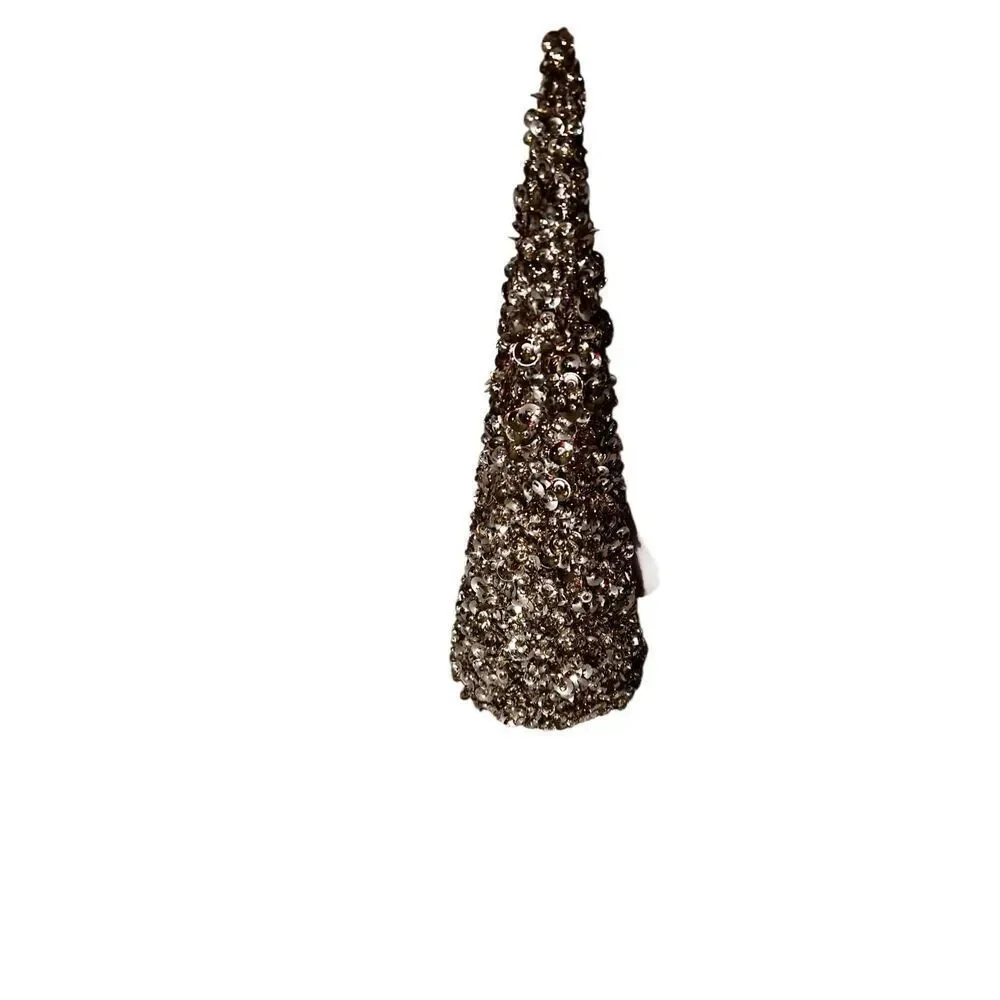 Champagne Sequined Cone Tree New With Tags 12”x4”